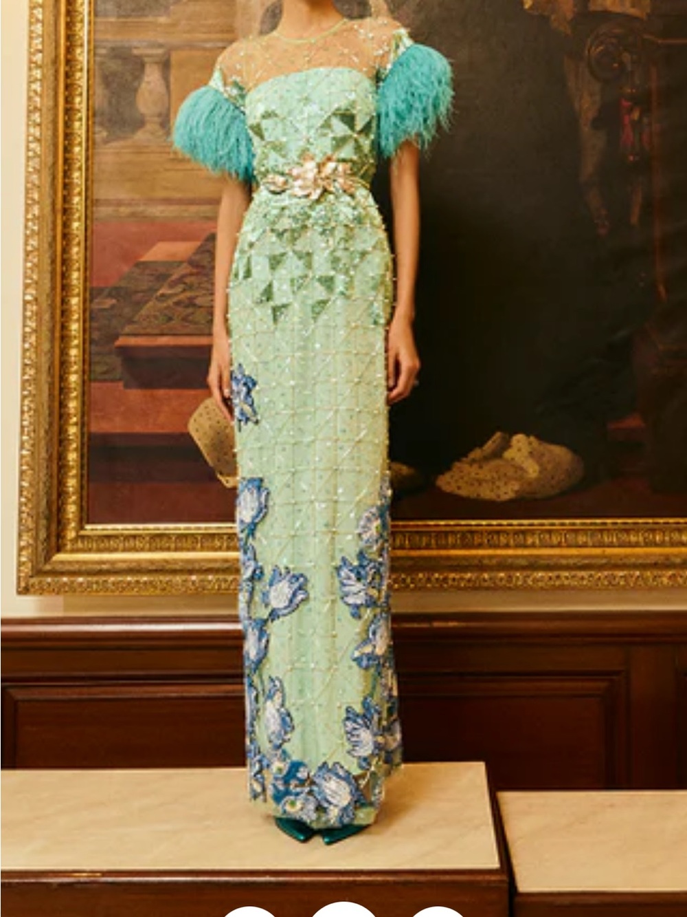 La Fuori SAPPHIRE SAGE EMBROIDERED DRESS